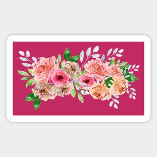 CLUSTER OF ROSES FLOWER BOUQUET WATERCOLOR ART Magnet